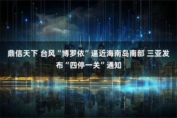 鼎信天下 台风“博罗依”逼近海南岛南部 三亚发布“四停一关”通知